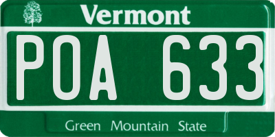 VT license plate POA633