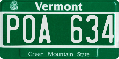 VT license plate POA634