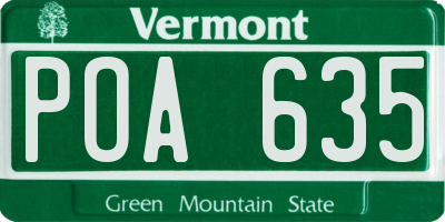 VT license plate POA635
