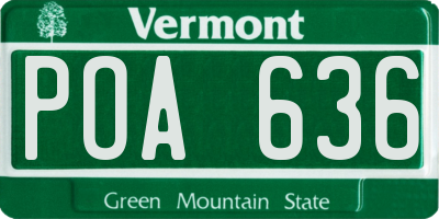 VT license plate POA636