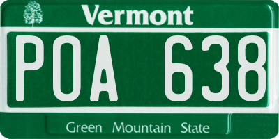 VT license plate POA638