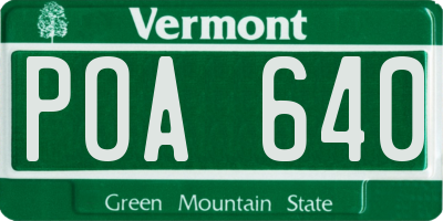 VT license plate POA640