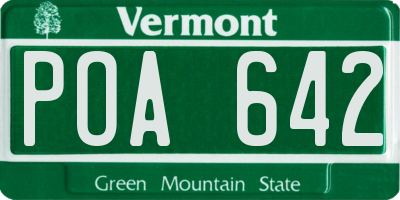VT license plate POA642