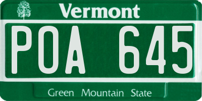VT license plate POA645