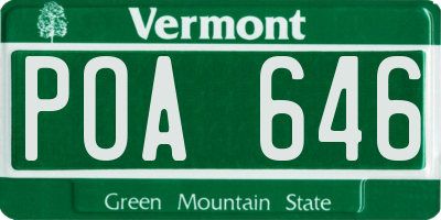 VT license plate POA646