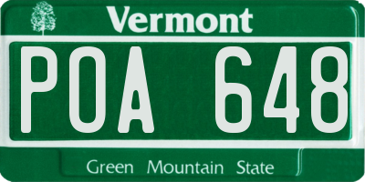 VT license plate POA648