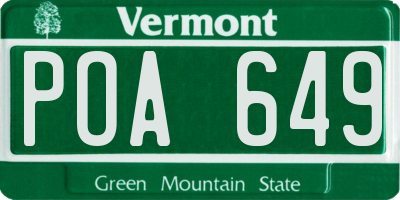 VT license plate POA649