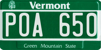 VT license plate POA650