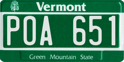 VT license plate POA651
