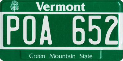 VT license plate POA652