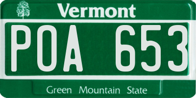 VT license plate POA653