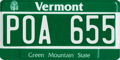 VT license plate POA655