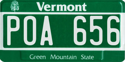 VT license plate POA656