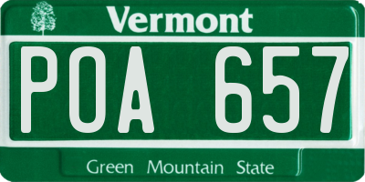 VT license plate POA657