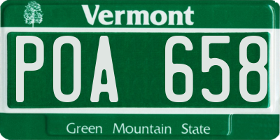 VT license plate POA658