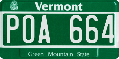 VT license plate POA664