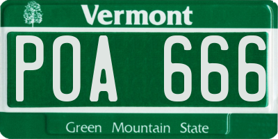 VT license plate POA666