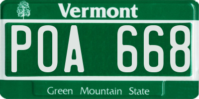 VT license plate POA668