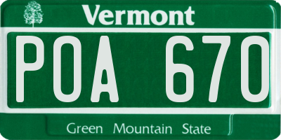 VT license plate POA670