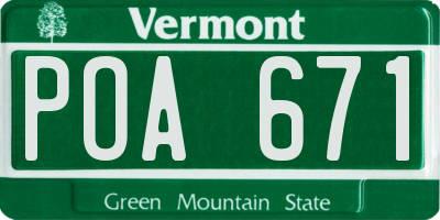 VT license plate POA671