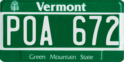VT license plate POA672