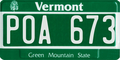 VT license plate POA673