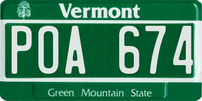 VT license plate POA674