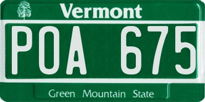 VT license plate POA675