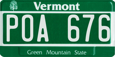 VT license plate POA676
