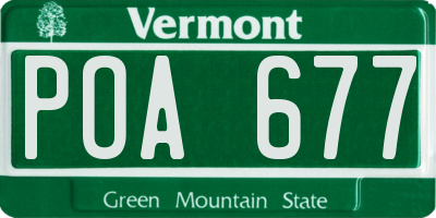 VT license plate POA677