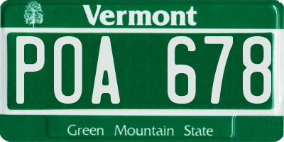VT license plate POA678