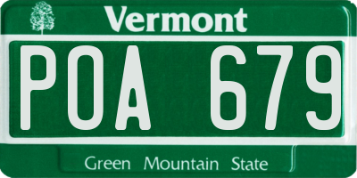 VT license plate POA679
