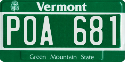 VT license plate POA681