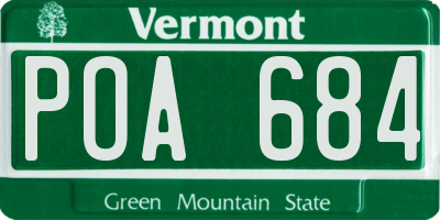 VT license plate POA684