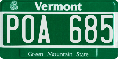 VT license plate POA685