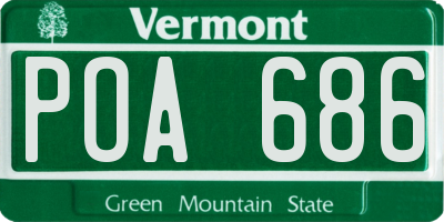 VT license plate POA686