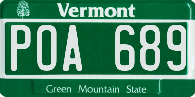 VT license plate POA689