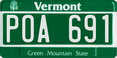 VT license plate POA691