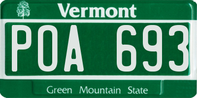 VT license plate POA693