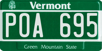VT license plate POA695