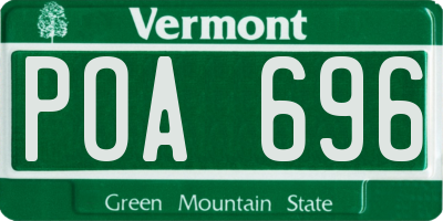 VT license plate POA696