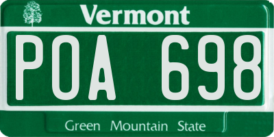 VT license plate POA698