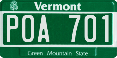 VT license plate POA701