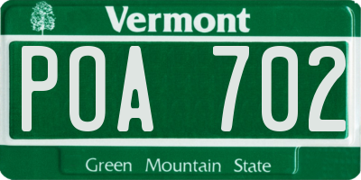VT license plate POA702