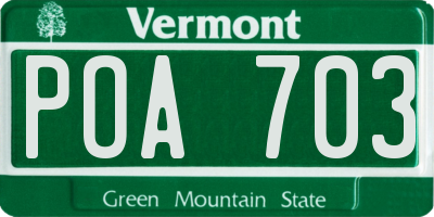 VT license plate POA703