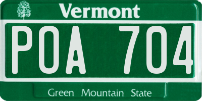 VT license plate POA704