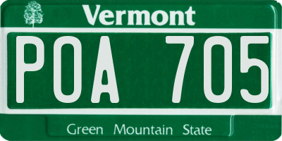VT license plate POA705
