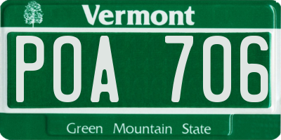 VT license plate POA706