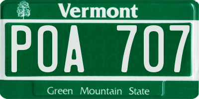 VT license plate POA707