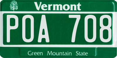 VT license plate POA708
